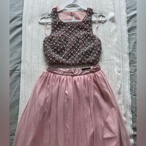 Mesmerizing Baby Pink Two-Piece Prom Dress 🌸✨